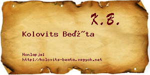 Kolovits Beáta névjegykártya